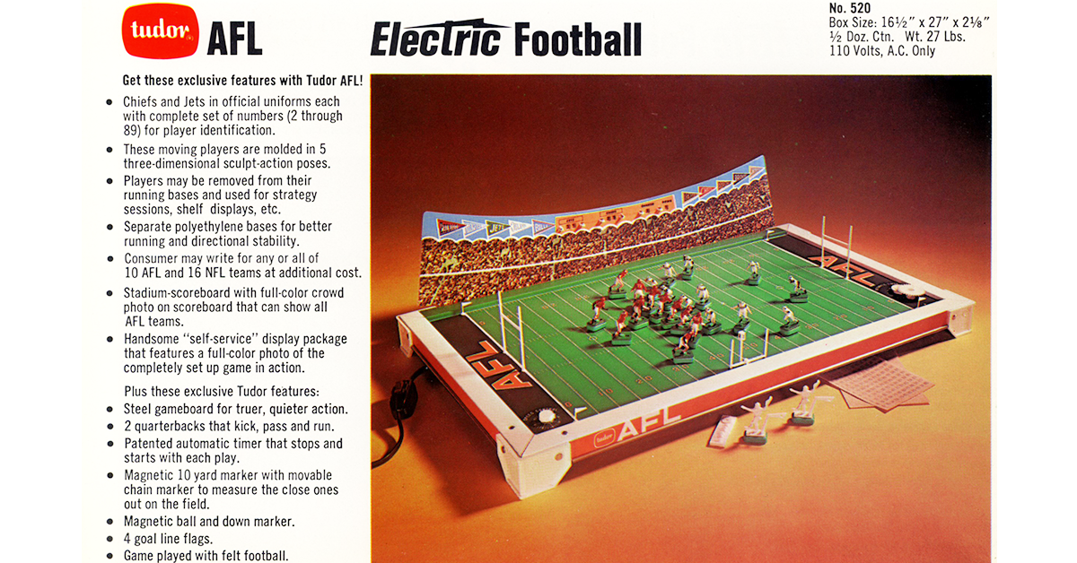 Electric Football Timeline 1969 - Tudor Makes a Super Bowl